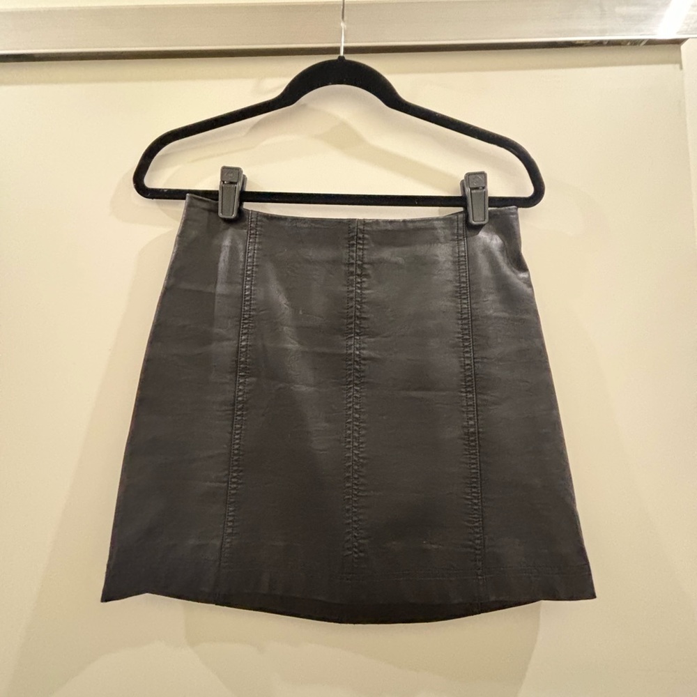 Free People black leather skirt. Size: 6.
